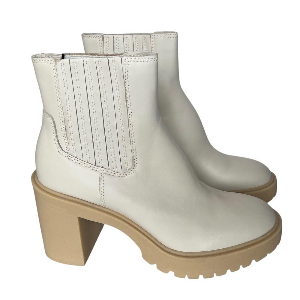 Dolce Vita Caster H2O Platform Lug Sole Leather Ankle Heel Boots Women Size 11 - Picture 2 of 11